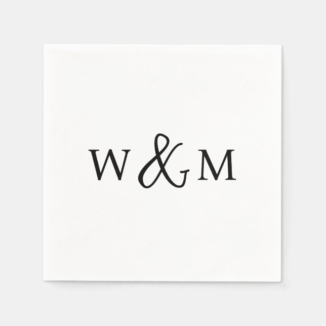 Einfache Elegante Moderne Mit Monogramm Hochzeit Serviette (Vorderseite)