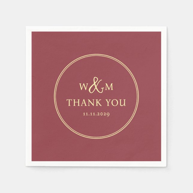 Einfache Elegante Moderne Mit Monogramm Hochzeit Serviette (Vorderseite)