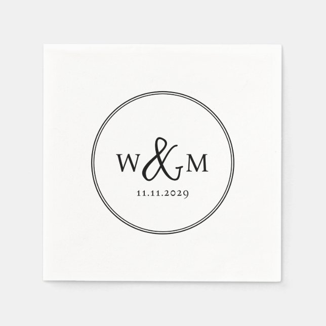 Einfache Elegante Moderne Mit Monogramm Hochzeit Serviette (Vorderseite)