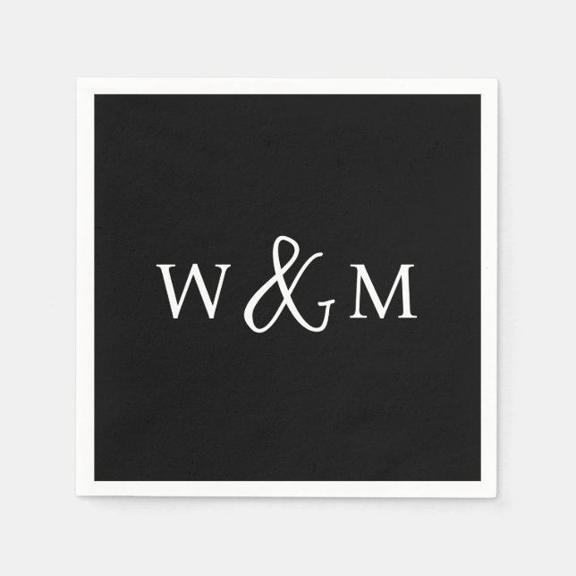 Einfache Elegante Moderne Mit Monogramm Hochzeit Serviette (Vorderseite)