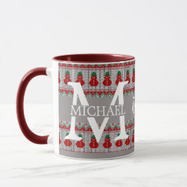 Einfache Elegante Moderne Mongram Weihnachtsfeiert Tasse