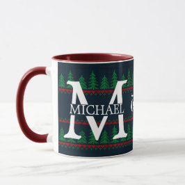 Einfache Elegante Moderne Mongram Weihnachtsfeiert Tasse