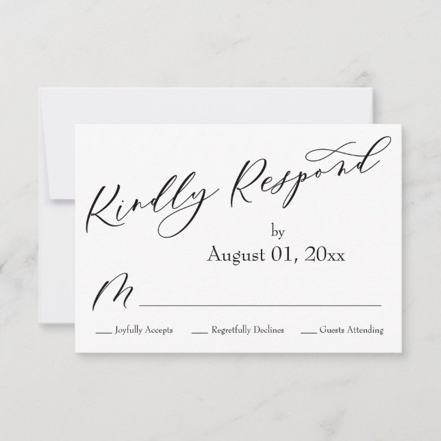 Einfache, elegante, moderne RSVP-Karte RSVP Karte (Vorderseite)