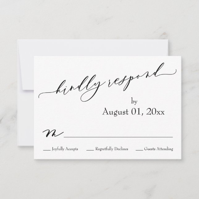 Einfache, elegante, moderne RSVP-Karte RSVP Karte (Vorderseite)