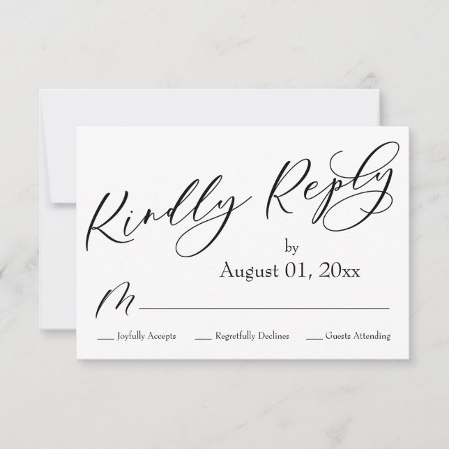 Einfache, elegante, moderne RSVP-Karte RSVP Karte (Vorderseite)
