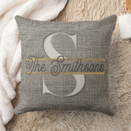 Einfache Elegante Moderne Rustikale Gold Monogram Kissen