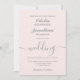 Einfache elegante, moderne, sanft rosa Hochzeit Einladung