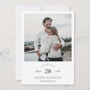 Einfache Elegante Moderne Skript-Foto Hochzeit Save The Date