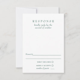 Einfache Elegante Moderne Smaragdgrüne Hochzeit RSVP Karte