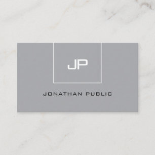 Einfache, elegante Monogram Beruflich Modern Gray Visitenkarte