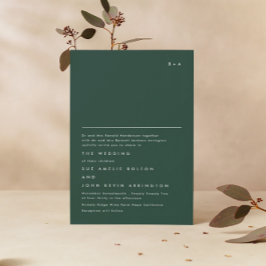 Einfache Elegante Monogram Emerald Green Wedding Einladung
