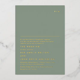 Einfache elegante Monogram Gold | Moss Green Folieneinladung