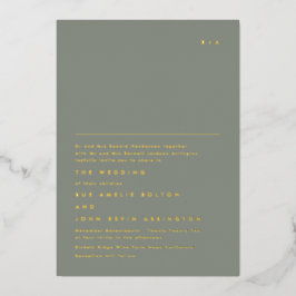 Einfache elegante Monogram Gold | Sage Green Foil Folieneinladung