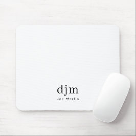 Einfache elegante Monogram Minimalistisch Schwarz  Mousepad