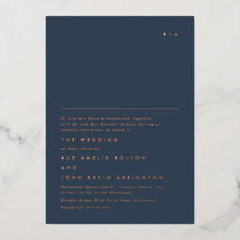 Einfache elegante Monogram-Rose Gold | Navy Blue Folieneinladung