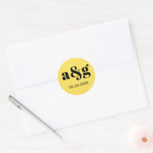 Einfache, elegante, monogramm-gelbe Hochzeit