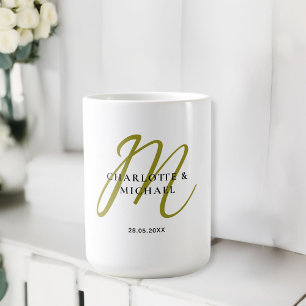 Einfache, elegante, monogramm Hochzeit Kaffeetasse