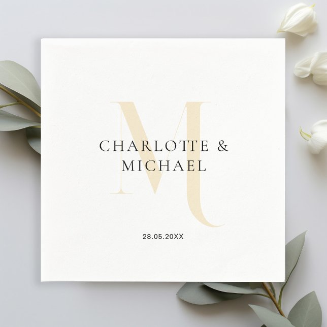 Einfache, elegante, monogramm Hochzeitsnapkins Serviette (Customer specific, simple, elegant, royal, monogram wedding napkins.)