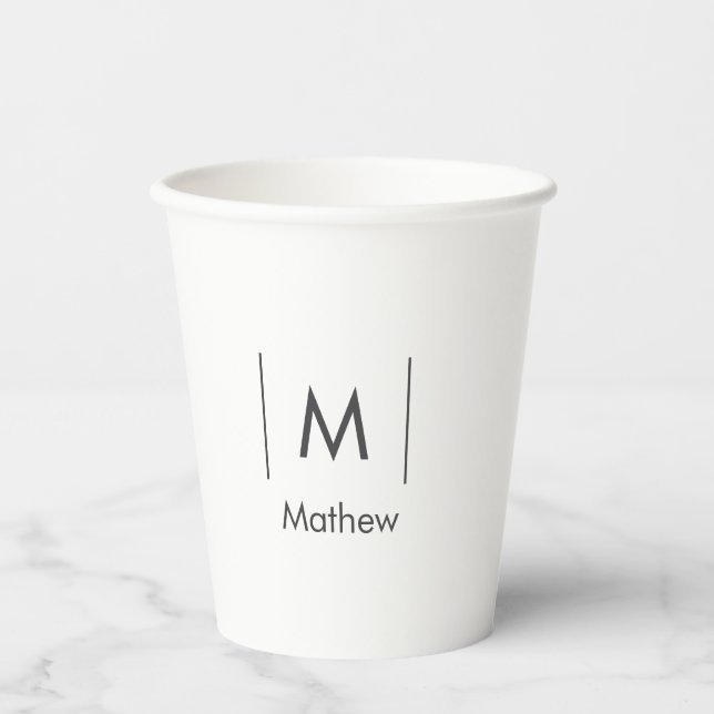 Einfache, elegante Monogramm Trauzeuge-Mannschafts Pappbecher (Vorderseite)