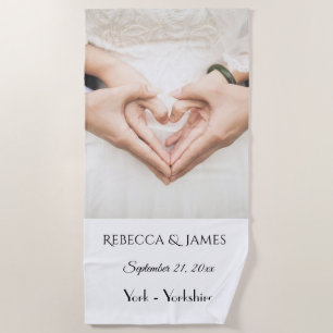 Einfache Elegante Name Hochzeit Flitterwochen Hand Strandtuch