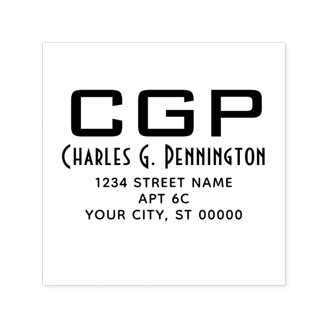 Einfache Elegante Name Rücksendeadresse Große Init Permastempel (Design)