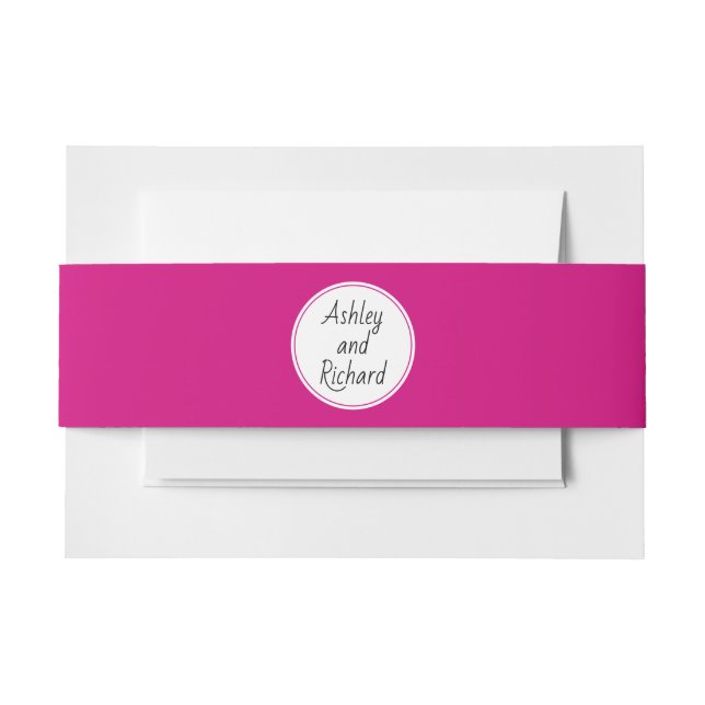 Einfache elegante Namen magenta rosa Hochzeit Einladungsbanderole (Vorderseite Beispiel)