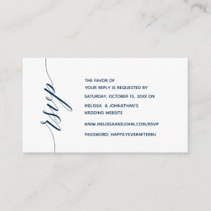 Einfache Elegante Navy Blue Calligraphy, Dinner UA Begleitkarte