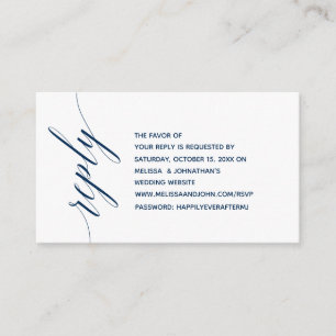 Einfache Elegante Navy Blue Calligraphy, Dinner UA Begleitkarte