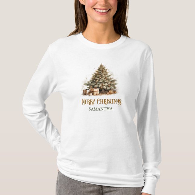 Einfache elegante, neutrale Erdtönen Moos grün T-Shirt (Vorderseite)