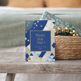 Einfache, elegante New Year Blue Glitzern Card Feiertagskarte