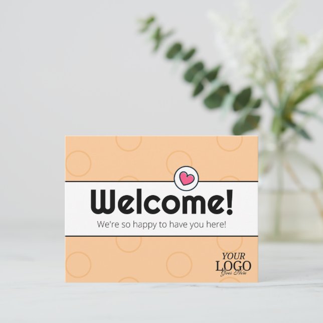 Einfache Elegante Peach Business Willkommen Postkarte (Stehend Vorderseite)