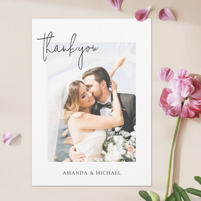 Einfache, elegante Personalisierte Foto Hochzeit Dankeskarte (Von Creator hochgeladen)
