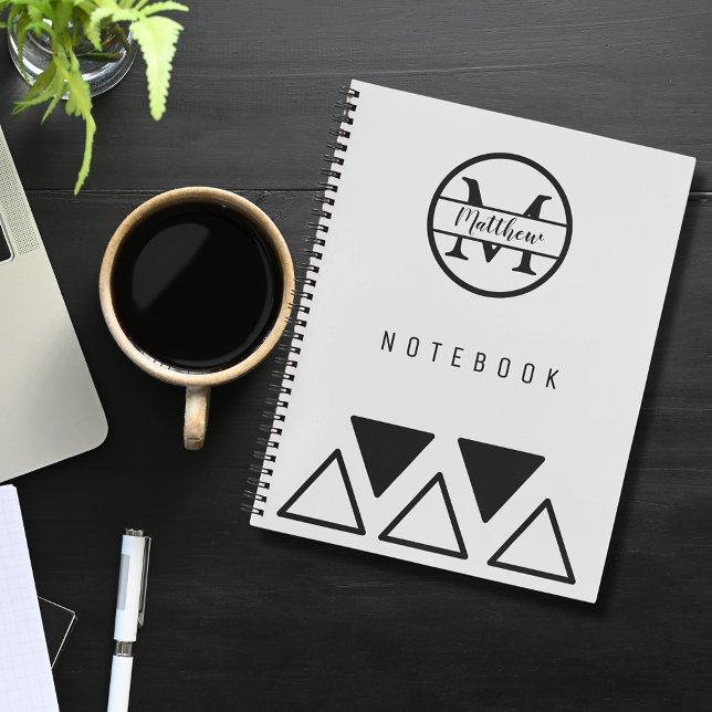 Einfache Elegante Personalisierte Monogram Silver  Notizbuch (Von Creator hochgeladen)