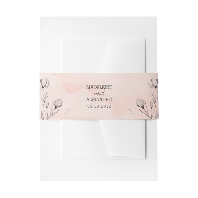 Einfache, elegante, pfirsichfarbene Hochzeit Einladungsbanderole (Vorderseite Beispiel)