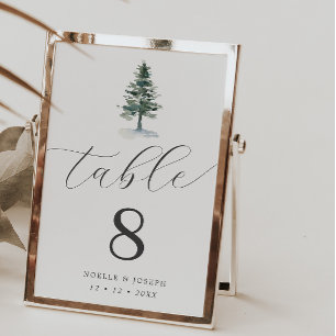 Einfache Elegante Pine Tree Hochzeit Tischnummer