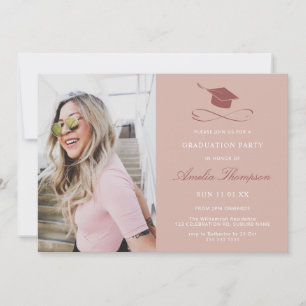 Einfache, elegante Pink-Foto-Graduierungsparty Einladung