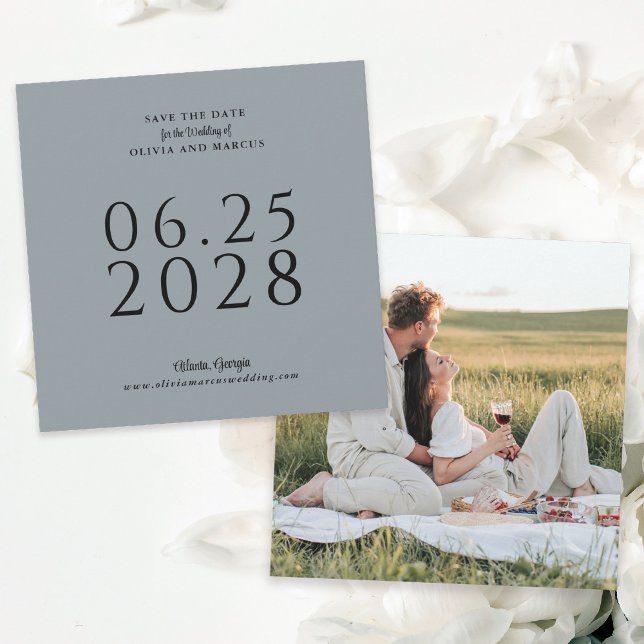 Einfache Elegante Platz Save the Date mit Foto (Von Creator hochgeladen)