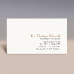 Einfache Elegante Psychiater Visitenkarte<br><div class="desc">Minimalisitische Visitenkarte. Ideal für Ärzte,  Therapeuten & ähnliche Berufe. Passe diese Design-Vorlage mit Zazzles Designtool an und füge im Handumdrehen deine eigenen Logos,  Firmendetails und Bilder hinzu.</div>