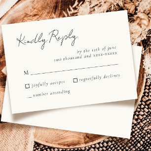 Einfache elegante Reaktion von Elfenbein White Wed RSVP Karte