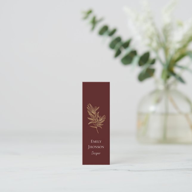 Einfache elegante Red Mini Business Card Mini Visitenkarte (Stehend Vorderseite)
