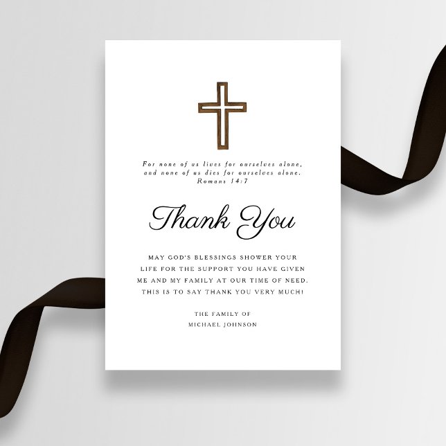 Einfache Elegante religiöse Kreuzbeerdigung Dankeskarte (Simple Elegant Religious Cross Funeral Thank You Card)