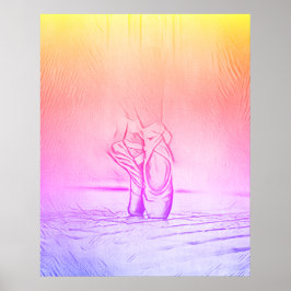 Einfache elegante Rosa Ballettschuhe Regenbogen Poster