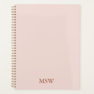 Einfache, elegante, rosa, benutzerdefinierte Monog Planer