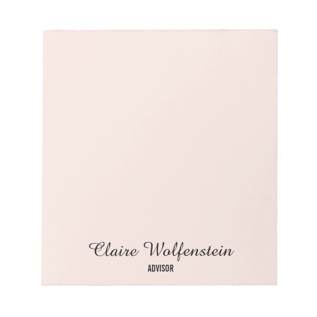 Einfache Elegante Rosa Beruflich Notizblock (Vorderseite)
