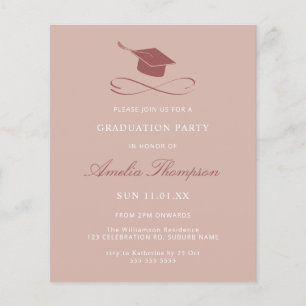 Einfache, elegante Rosa Cap Party Abschluss Flyer