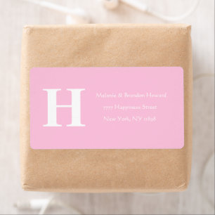 Einfache elegante rosa Monogramm erste Rückgabe