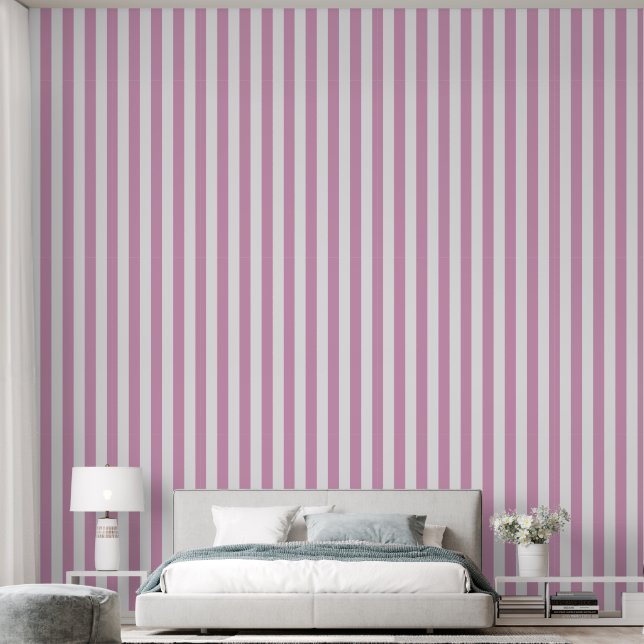 Einfache, elegante, rosa Streifen Tapete (Schlafzimmer)