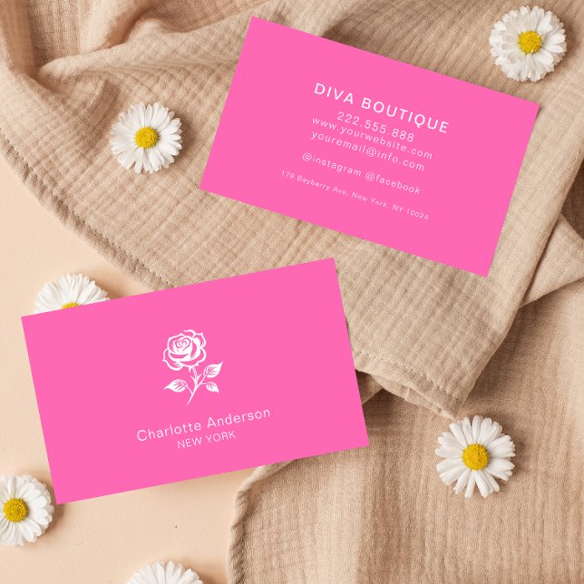 Einfache Elegante Rosa und Rose nach Maß Visitenkarte (Von Creator hochgeladen)