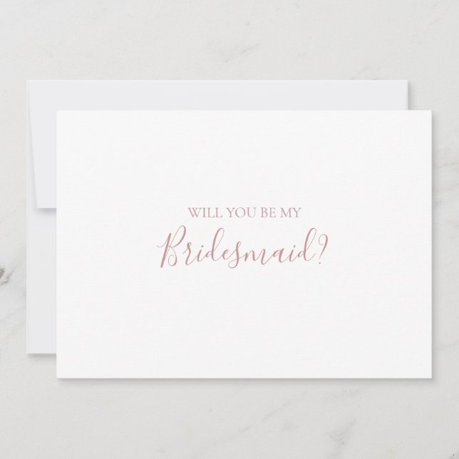 Einfache elegante Rose Gold Bridesmaid Vorschlagsk Einladung (Vorderseite)
