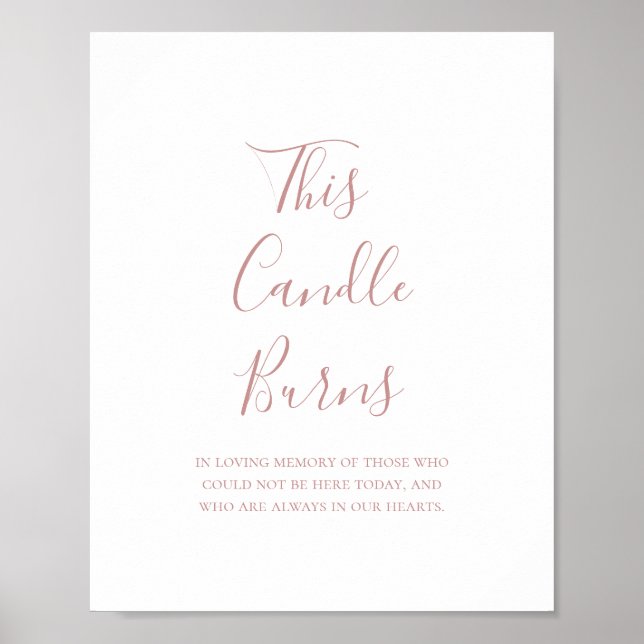 Einfache Elegante Rose Gold Dieses Kerzenlicht Bur Poster (Vorne)